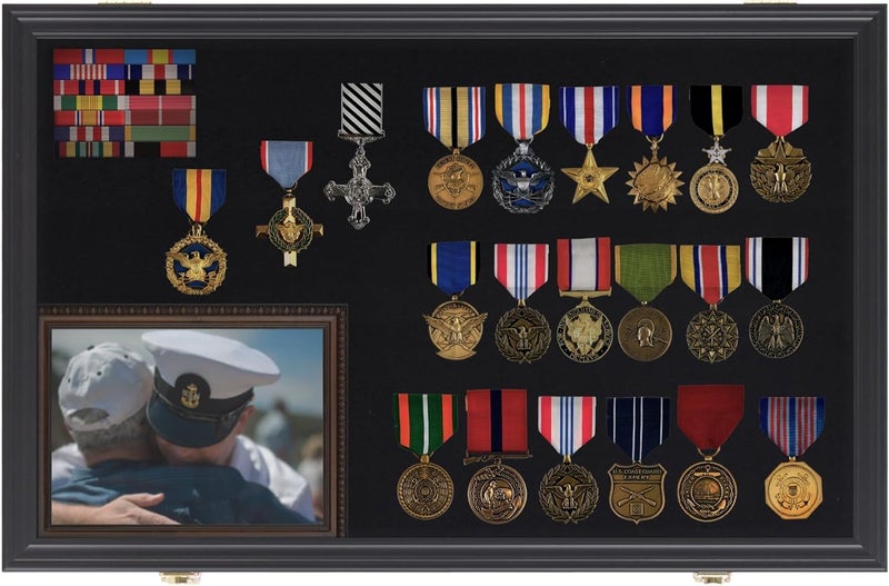 DisplayGifts Large Pin Display Case - 25" X 16" Pin Collection Display with 98% UV Protection Acrylic Door for Military Medals, Beach Tags, Jewelry Pins, Pin Gift, Insignia Ribbons, Pin Collectibles - Image 3